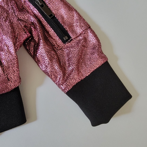 Urban Republic Pink Baby 9/12 Months Jacket Bomber Metallic Shiny Disco 12M - Picture 5 of 9